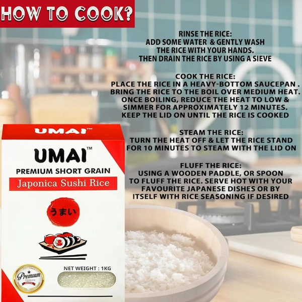 Umai Japonica Sushi Rice 1Kg (Gluten-free)