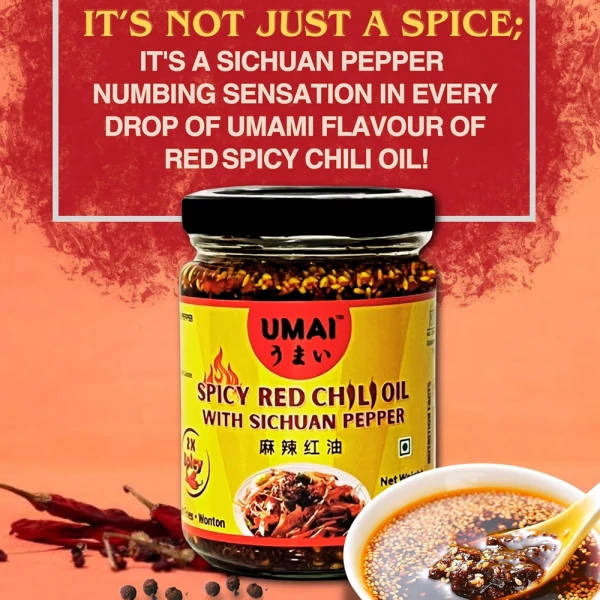 Umai Spicy Red Chilli Oil with Sichuan Pepper 200g