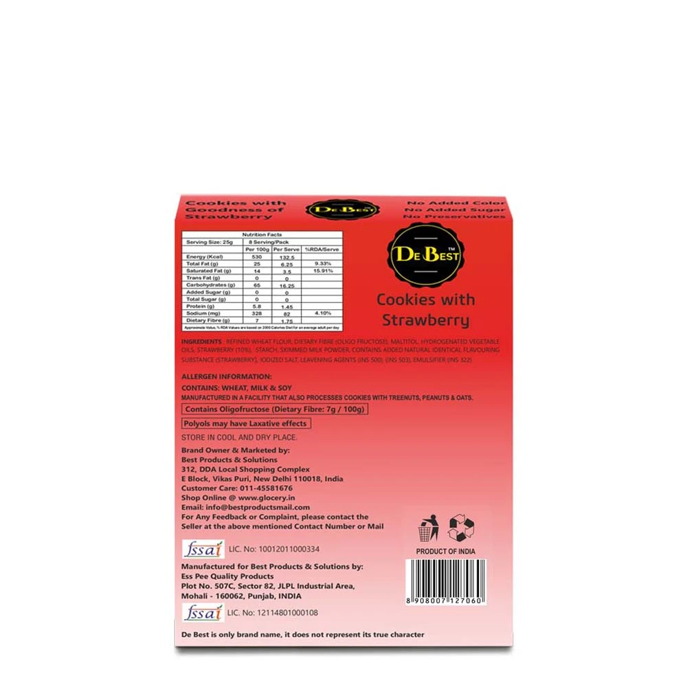 De Best Sugar Free Strawberry Cookies 200g - 100% Suger Free