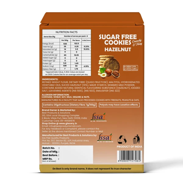 De Best Sugar Free Hazelnut Cookies 200g