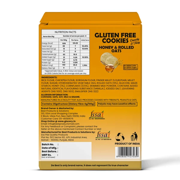 Honey & Rolled Oats Cookies 200g