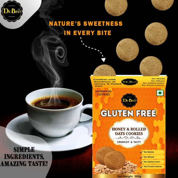 De Best Gluten Free Honey & Rolled Oats Cookies 200g - 100% Gluten Free