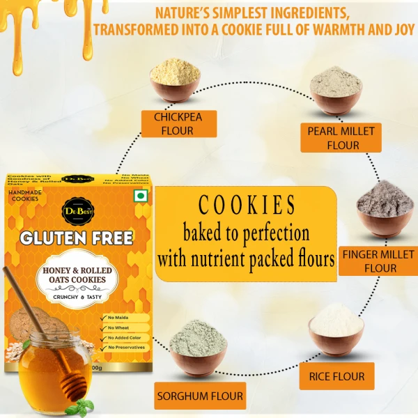 De Best Gluten Free Honey & Rolled Oats Cookies 200g - 100% Gluten Free