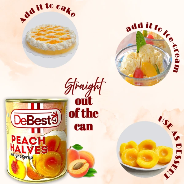 De Besto Yellow Cling Peach Halves 850g