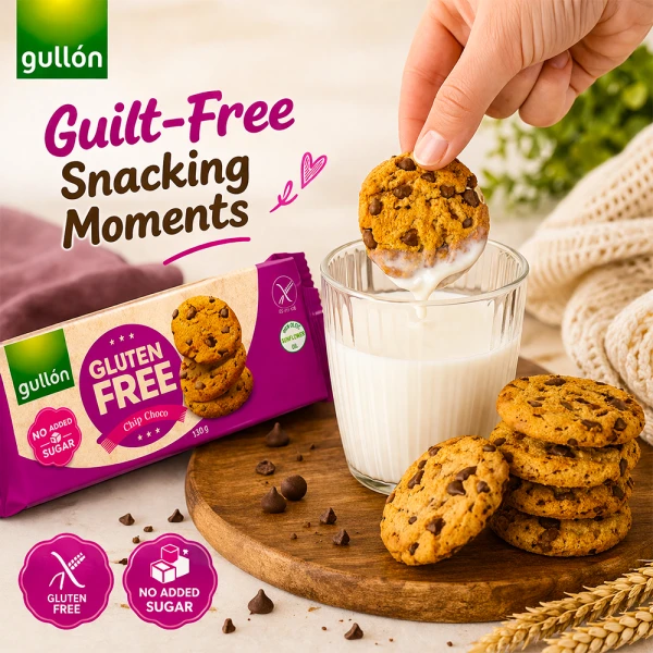 Gullon Gluten Free-No Sugar Added Choco Biscuits 130g