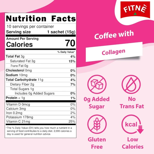 FITNE Instant Coffee Mix with Collagen 150g - 10T