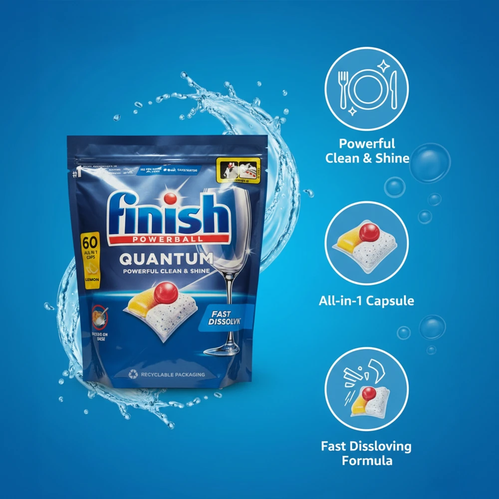 Finish Quantum Dishwasher Lemon 60 Tabs