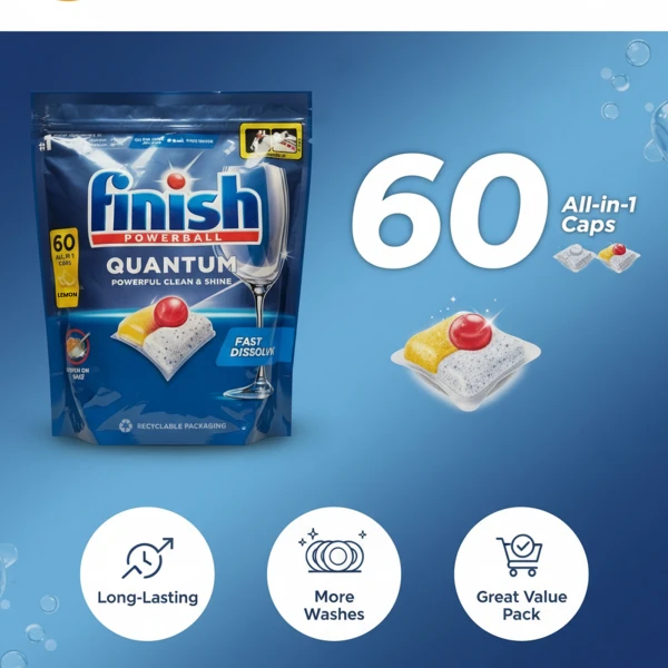 Finish Quantum Dishwasher Lemon 60 Tabs