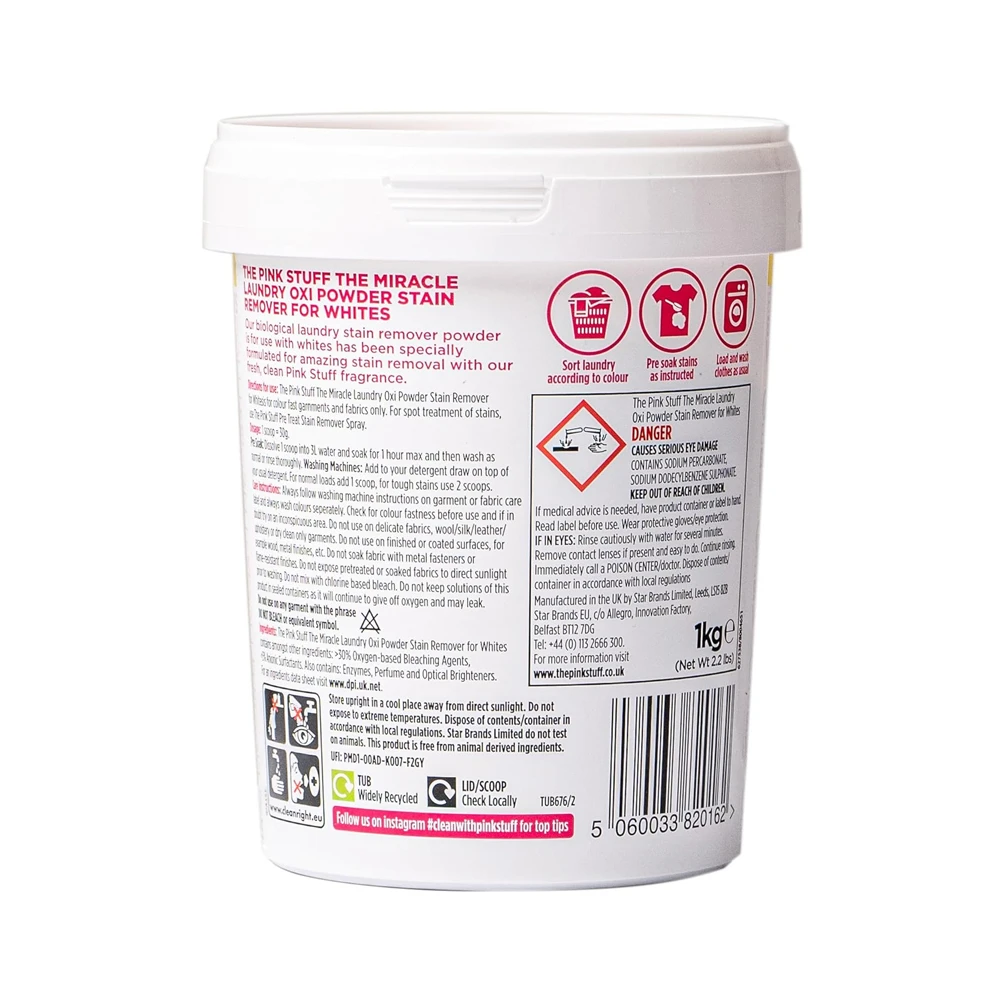 Pink Stuff Stain Remover Powder Whites 1Kg