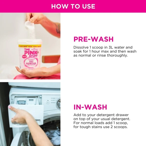 Pink Stuff Stain Remover Powder Whites 1Kg