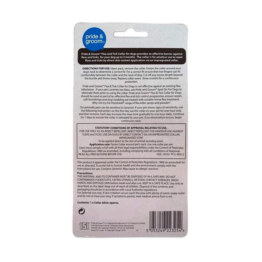 Pride & Groom Flea & Tick Collar for Dogs