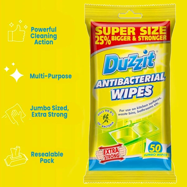Duzzit Anti Bacterial Wipes 50pc