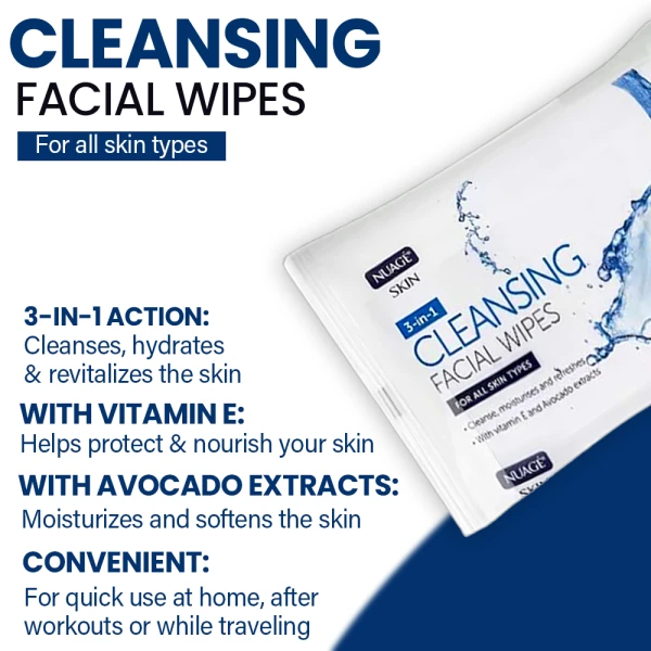 3-In-1 Cleansing Facial Wipes 25pk