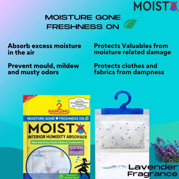 Moistx Hanging Dehumidifier 500ml Lavender
