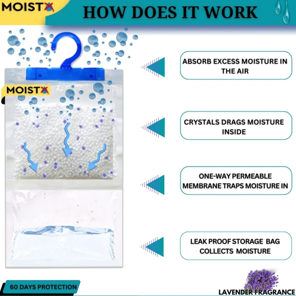 Moistx Hanging Dehumidifier 500ml Lavender