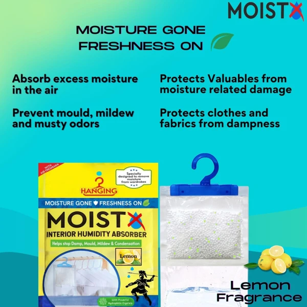 Moistx Hanging Dehumidifier 500ml Lemon
