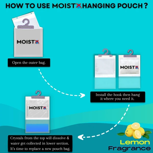 Moistx Hanging Dehumidifier 500ml Lemon