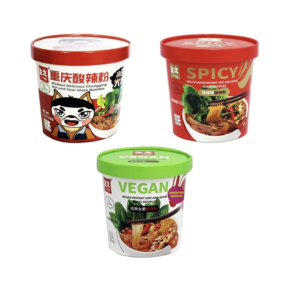 UMAI Delicious Chongqing, Spicy and Vegan Instant Hot & Sour Sweet Potato Glass Noodles (Pack of 3)