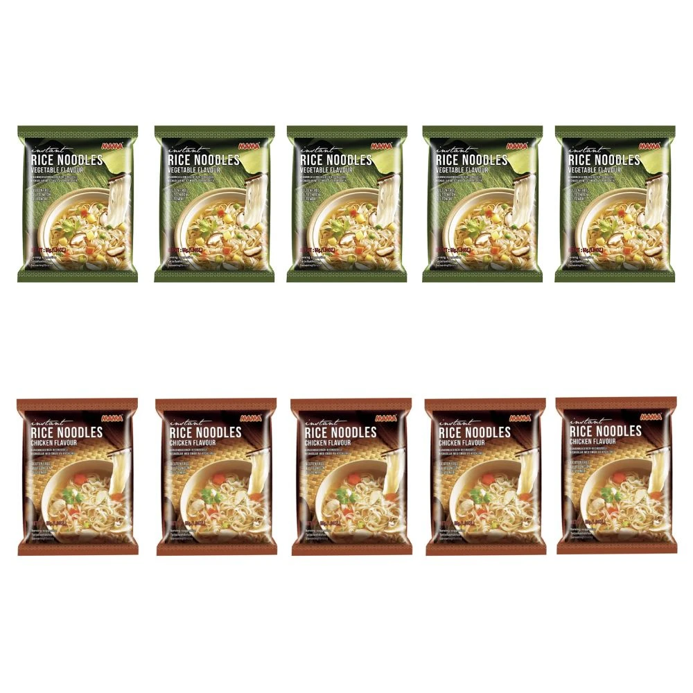 MAMA Gluten Free Rice Noodles Veg & Chicken (Pack of 10)