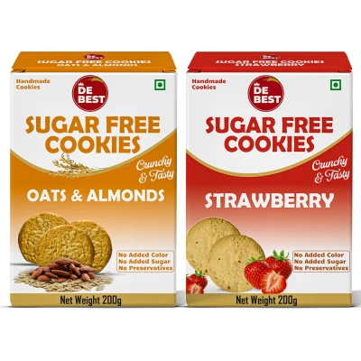 De Best Sugar Free Oats & Almonds And Strawberry Cookies (Pack of 2)
