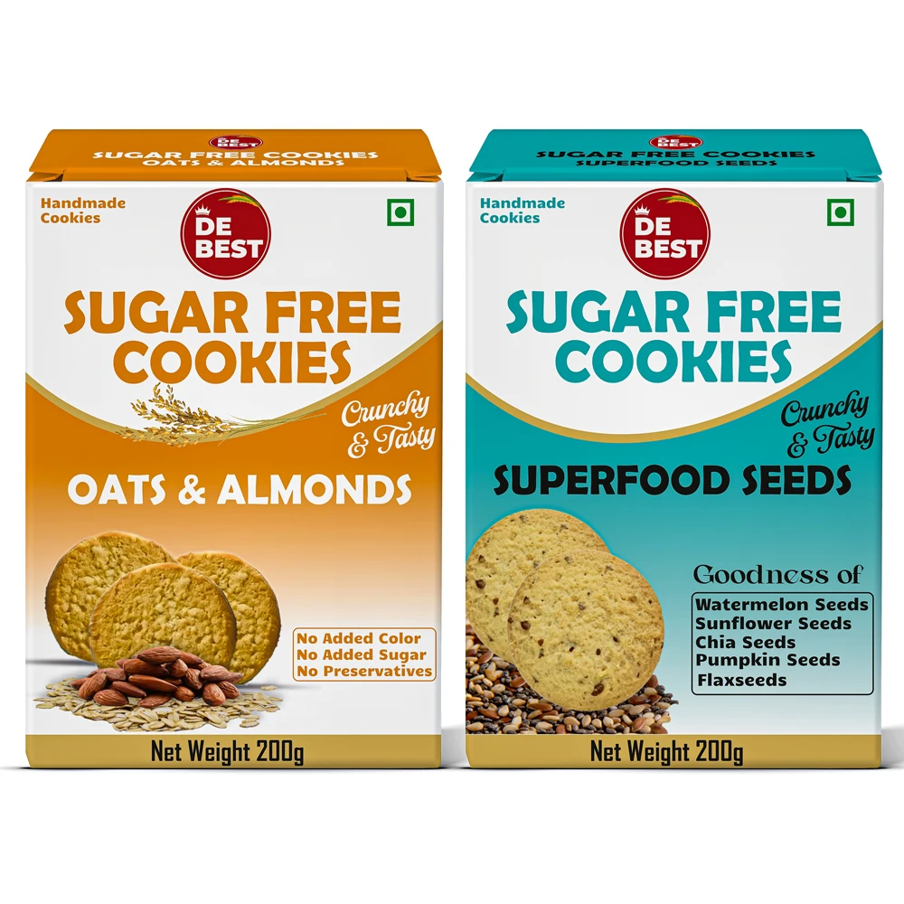 De Best Sugar Free Oats & Almonds And Seeds Cookies (Pack of 2)
