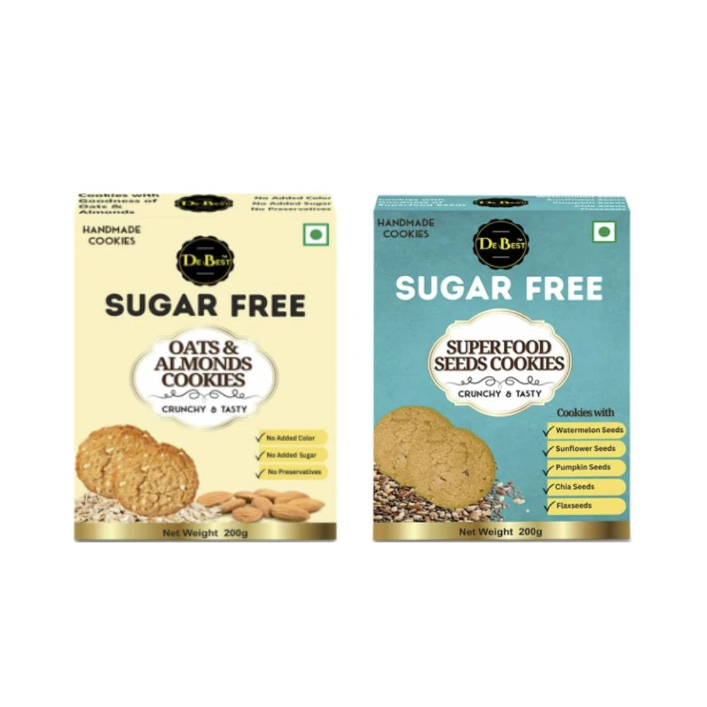 De Best Sugar Free Oats & Almonds And Seeds Cookies (Pack of 2)