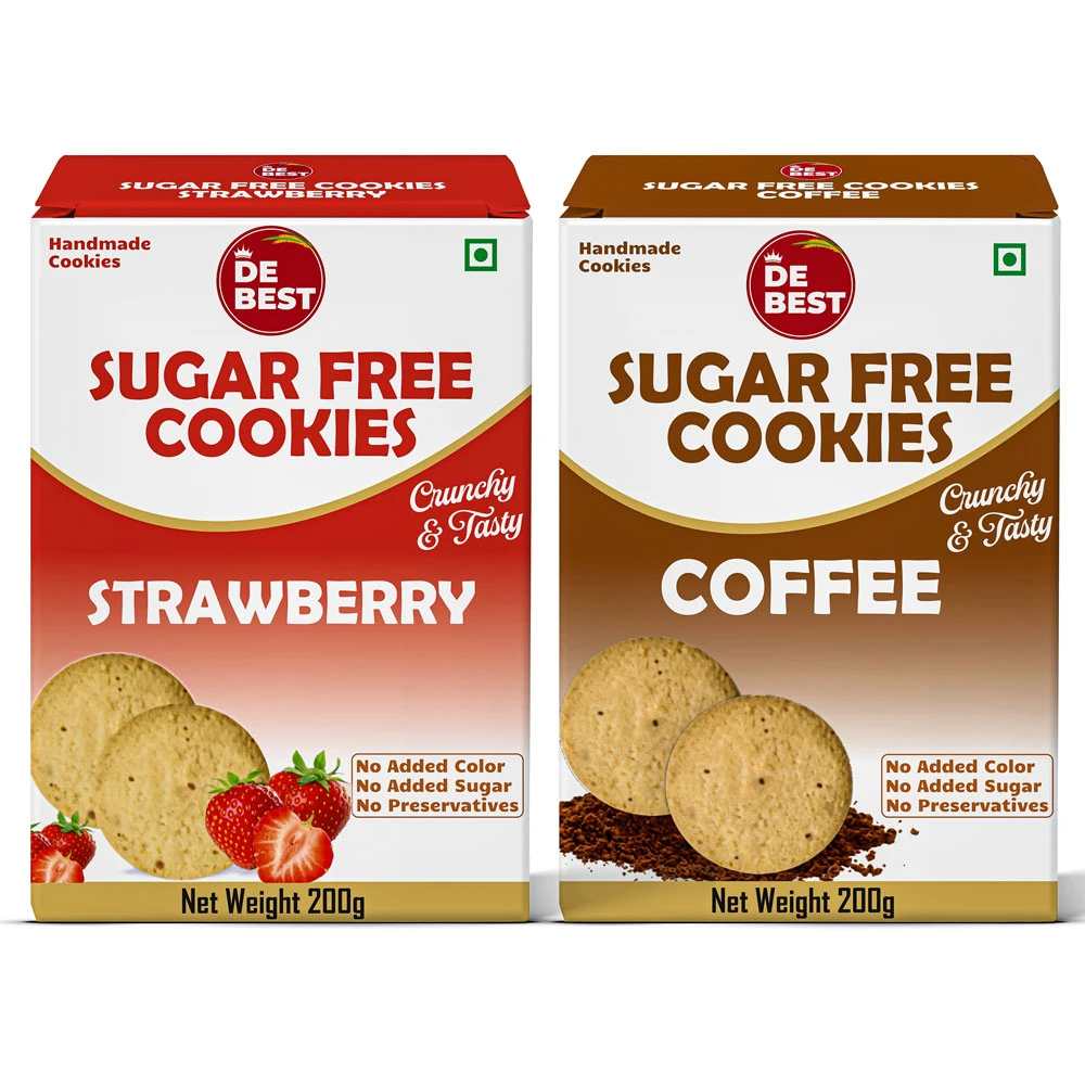 Debest Sugar Free Strawberry and Coffee Cookies (Pack of 2)