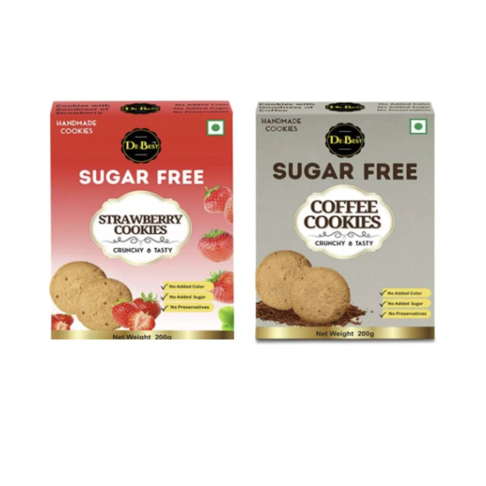 Debest Sugar Free Strawberry and Coffee Cookies (Pack of 2)