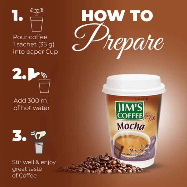Jim's Instant Cup Coffee Mocha 35g (Pack of 2)