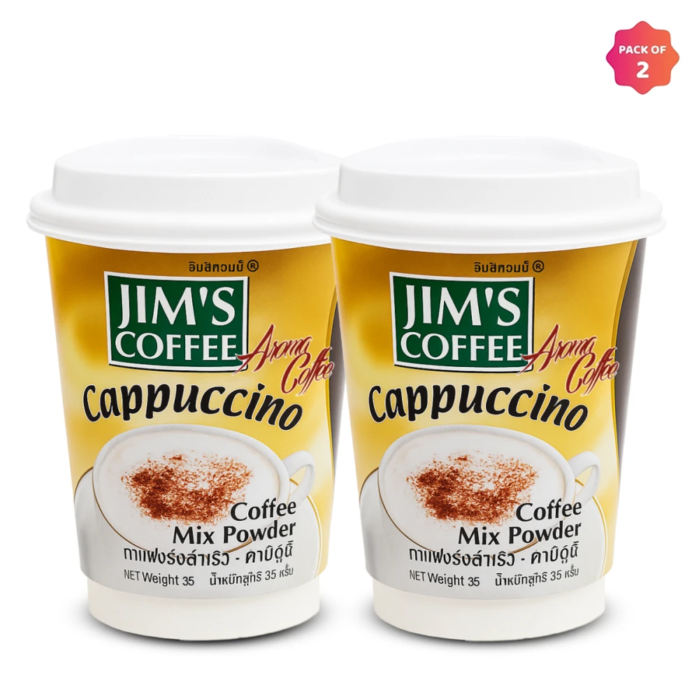 Jim's Instant Cup Coffee Cappuccino 35g (Pack of 2)