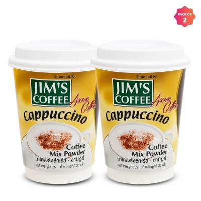 Jim's Instant Cup Coffee Cappuccino 35g (Pack of 2)