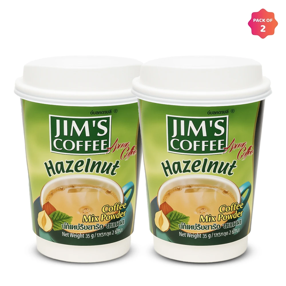 Jim's Instant Cup Coffee Hazlenut 35g (Pack of 2)