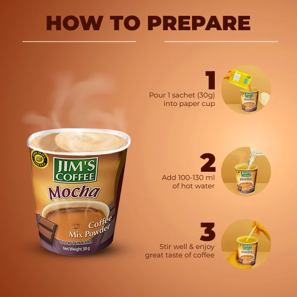 Jim's Instant Cup Coffee Mocha 30g (Pack of 2)