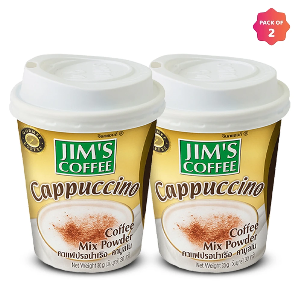 Jim's Instant Cup Coffee Cappuccino 30g (Pack of 2)