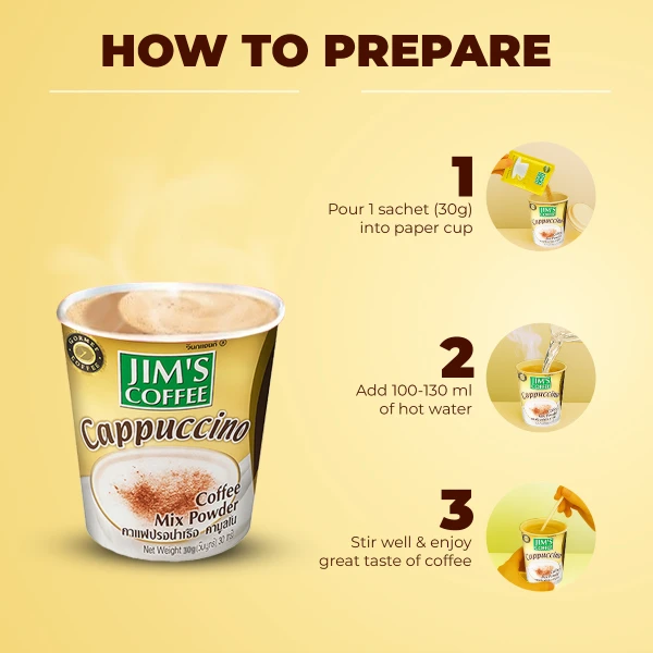 Jim's Instant Cup Coffee Cappuccino 30g (Pack of 2)