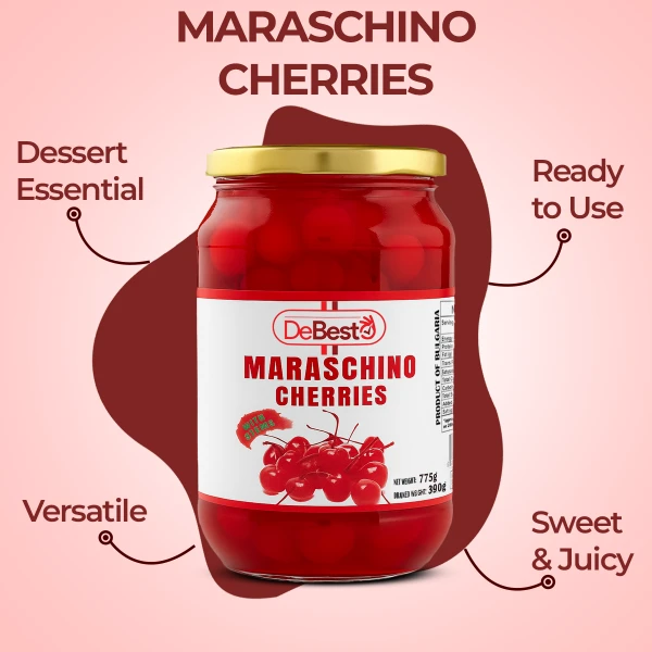 Debesto Maraschino Cocktail Cherries With Stem 775g