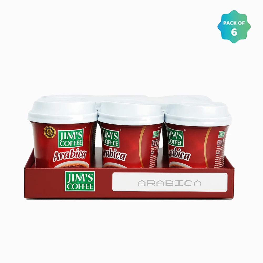 Jim's Instant Cup Coffee Arabica 30g (Pack of 6)