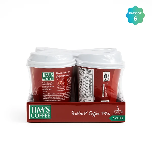 Jim's Instant Cup Coffee Arabica 30g (Pack of 6)