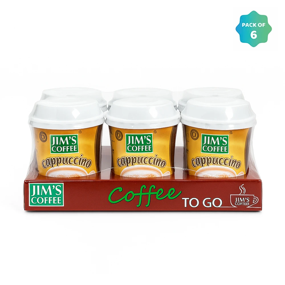 Jim's Instant Cup Coffee Cappuccino 30g (Pack of 6)