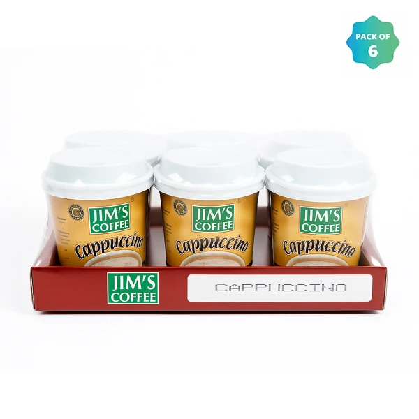 Jim's Instant Cup Coffee Cappuccino 30g (Pack of 6)