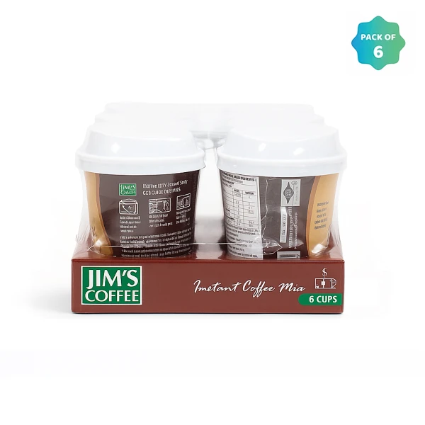 Jim's Instant Cup Coffee Cappuccino 30g (Pack of 6)