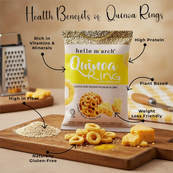 Hello M'arch Quinoa Ring Snacks Cheese 30g
