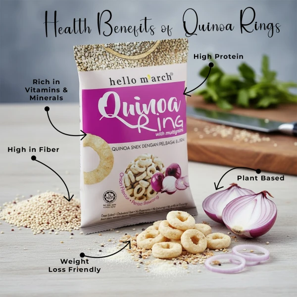 Hello M'arch Quinoa Ring Snacks Onion 30g