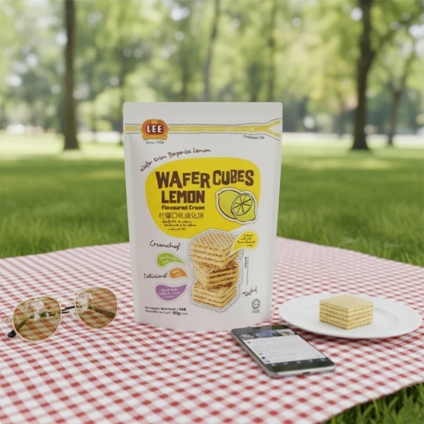 Lee Lemon Flavoured Cream Wafer Cubes 90g