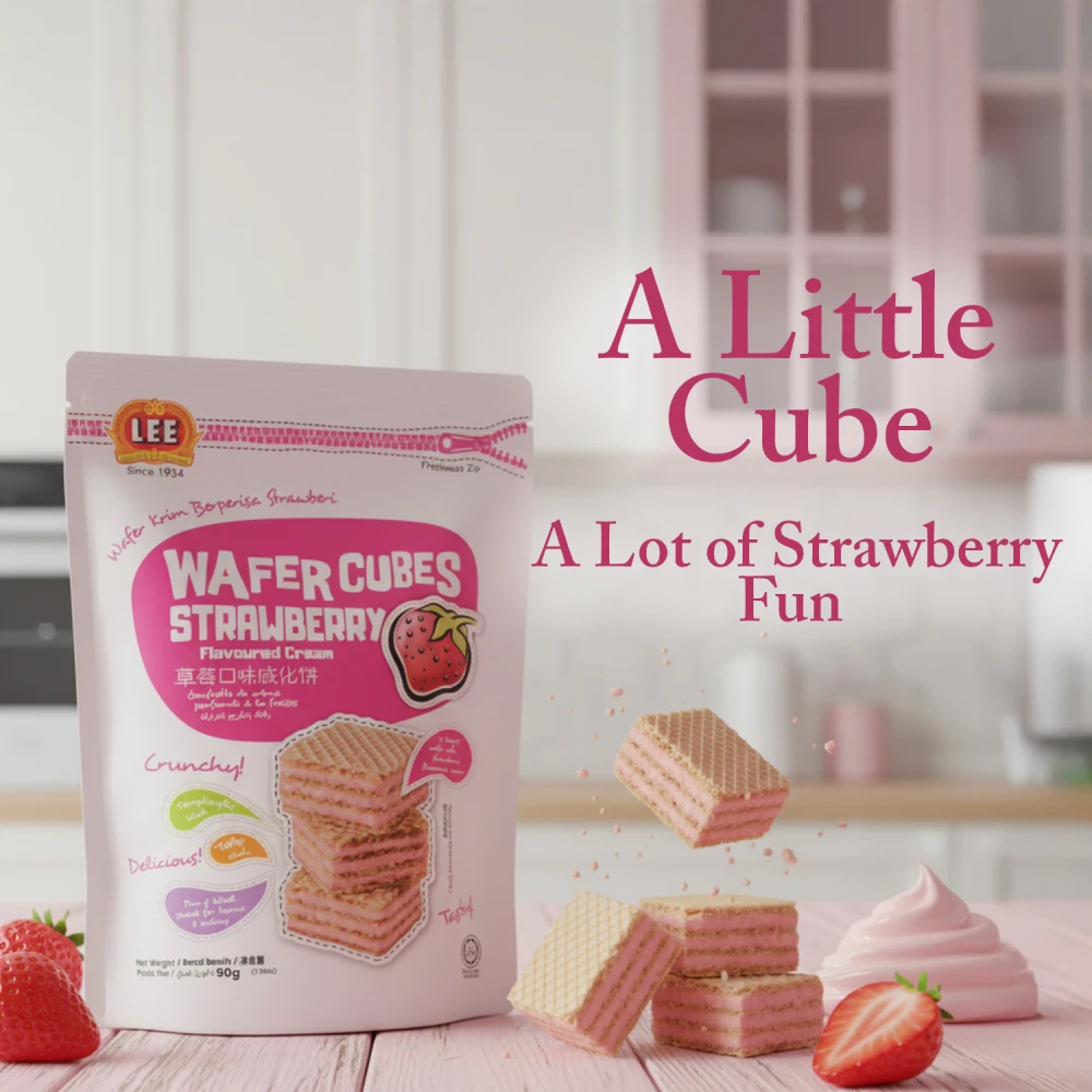 Lee Strawberry Flavoured Cream Wafer Cubes 90g
