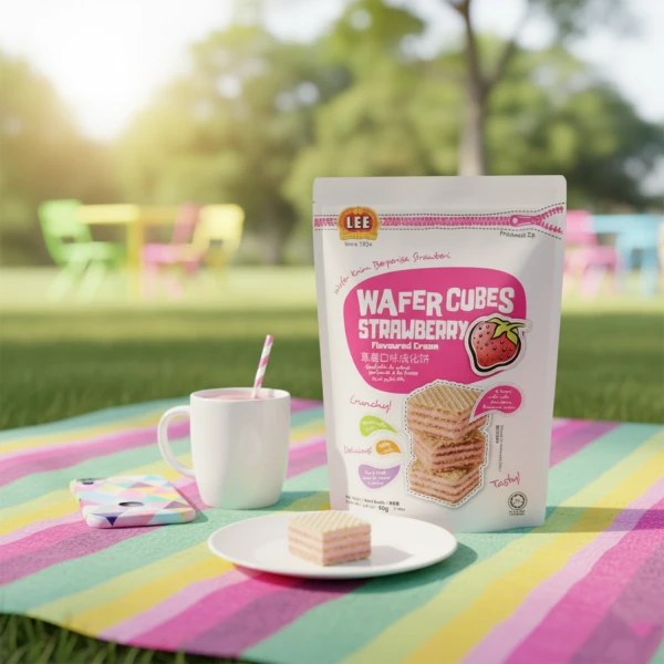 Lee Strawberry Flavoured Cream Wafer Cubes 90g