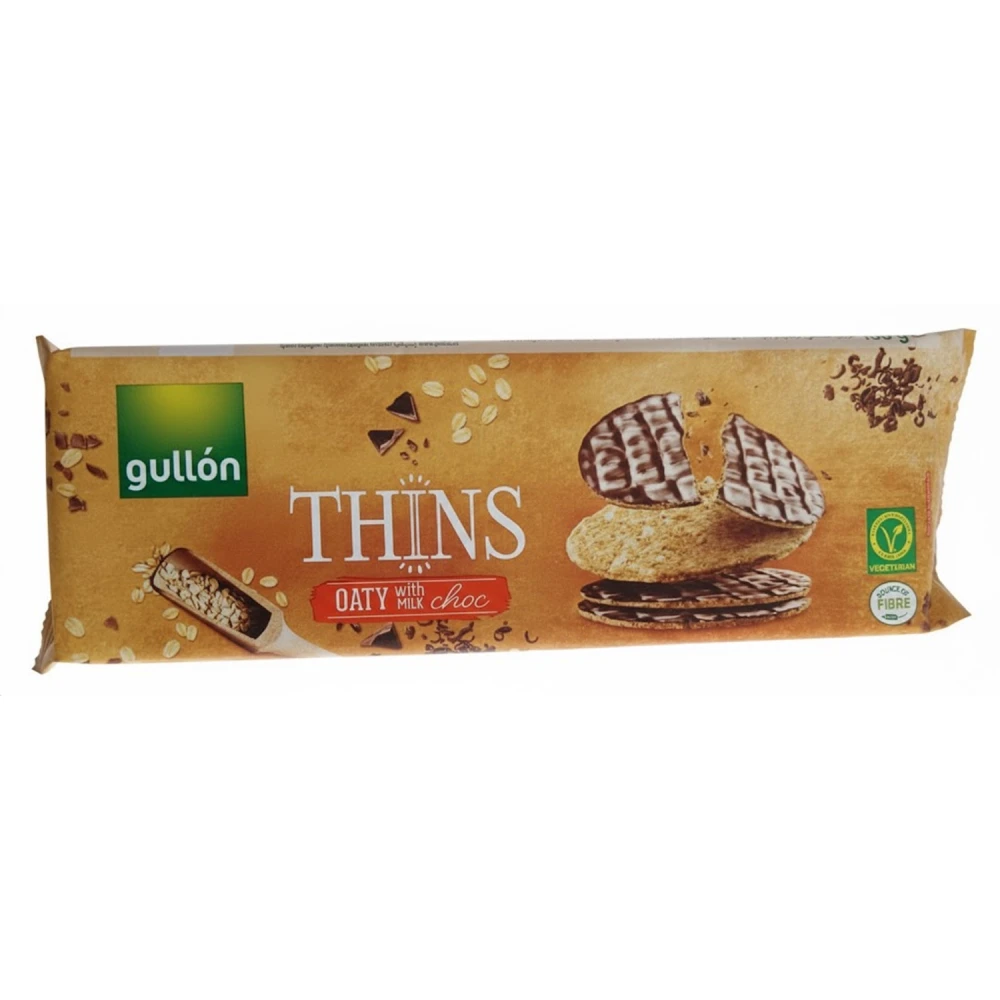 Gullon Thins Oaty with Milk  Choc Biscuits 150g