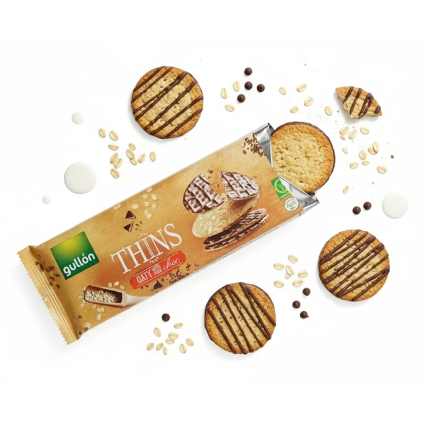 Gullon Thins Oaty with Milk  Choc Biscuits 150g