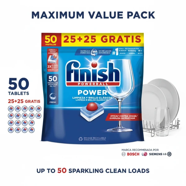 Finish Powerball Dishwasher 50 Tabs