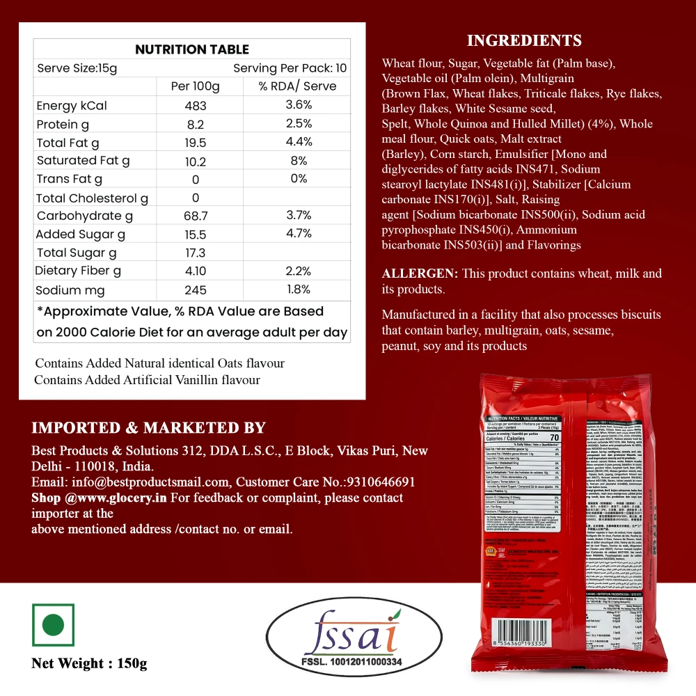 Lee Nutri Multigrain Biscuits Original 150g
